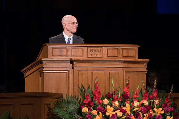 President Henry J. Eyring speaks at Inauguration. Photo by Courtney Mitchell.
