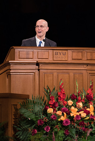 President Henry J. Eyring speaks at Inauguration. Photo by Courtney Mitchell.