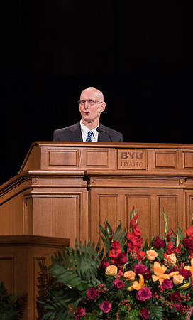 President Henry J. Eyring speaks at Inauguration. Photo by Courtney Mitchell.