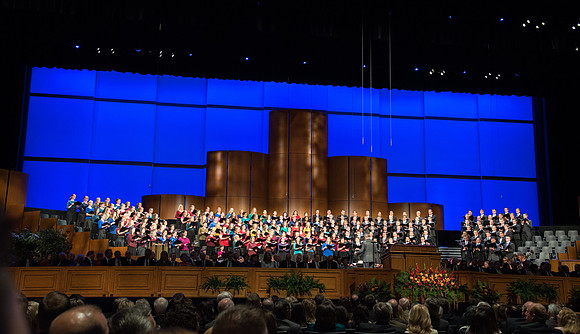 The BYU-Idaho Combined Choir sings for Henry J. Eyring's Inauguration. Photo by Courtney Mitchell.