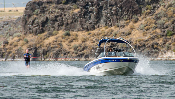 Waterskiing at Ririe Reservoir with BYU-Idaho's President Henry J Eyring. Video shoot for his Fall semester devotional promo video. - Aug 2019