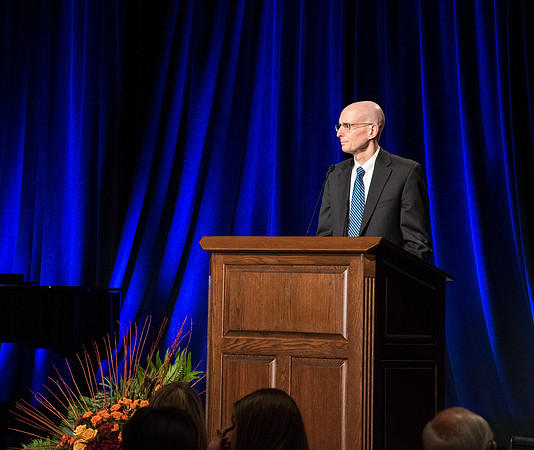 President Henry J. Eyring speaks at the Inauguration Luncheon held in the MC Ballroom.