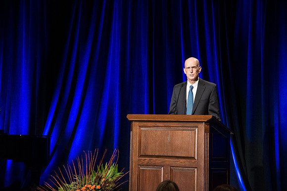 President Henry J. Eyring speaks at the Inauguration Luncheon held in the MC Ballroom.
