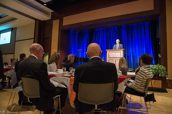 President Henry J. Eyring speaks at the Inauguration Luncheon held in the MC Ballroom.