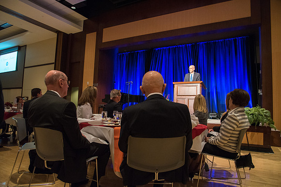 President Henry J. Eyring speaks at the Inauguration Luncheon held in the MC Ballroom.