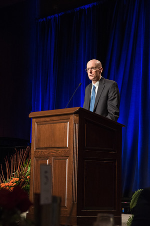 President Henry J. Eyring speaks at the Inauguration Luncheon held in the MC Ballroom.