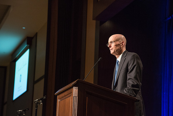 President Henry J. Eyring speaks at the Inauguration Luncheon held in the MC Ballroom.