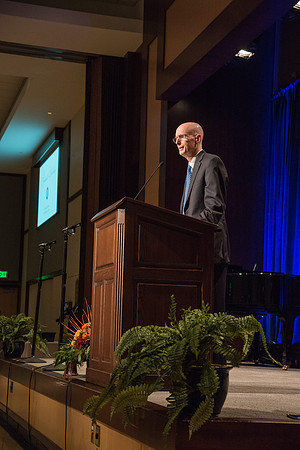 President Henry J. Eyring speaks at the Inauguration Luncheon held in the MC Ballroom.