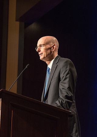 President Henry J. Eyring speaks at the Inauguration Luncheon held in the MC Ballroom.
