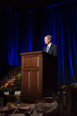 Elder David A. Bednar speaks at the Inauguration Luncheon held in the MC Ballroom.