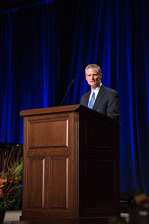 Elder David A. Bednar speaks at the Inauguration Luncheon held in the MC Ballroom.