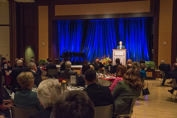 Elder David A. Bednar speaks at the Inauguration Luncheon held in the MC Ballroom.