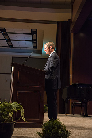 Elder David A. Bednar speaks at the Inauguration Luncheon held in the MC Ballroom.