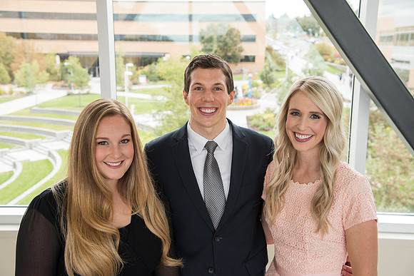 Sarah, from Utah, Henry Christian, from London, and Emily, from Utah, Eyring come to Rexburg for their father's Inauguration.