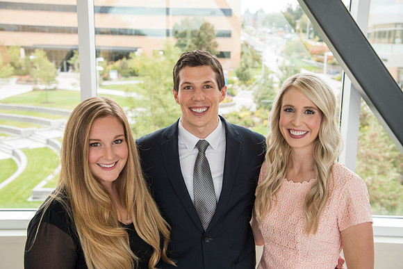 Sarah, from Utah, Henry Christian, from London, and Emily, from Utah, Eyring come to Rexburg for their father's Inauguration.