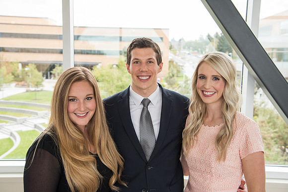 Sarah, from Utah, Henry Christian, from London, and Emily, from Utah, Eyring come to Rexburg for their father's Inauguration.