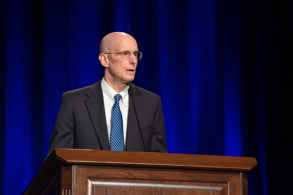 President Henry J. Eyring speaks at the Inauguration Luncheon held in the MC Ballroom.