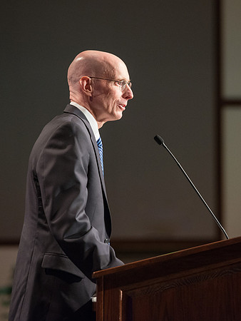 President Henry J. Eyring speaks at the Inauguration Luncheon held in the MC Ballroom.