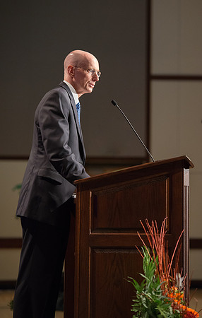 President Henry J. Eyring speaks at the Inauguration Luncheon held in the MC Ballroom.