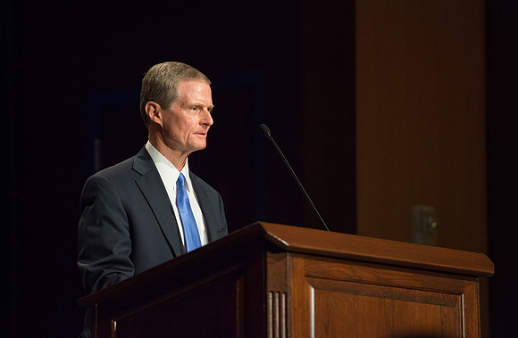 Elder Bednar pays tribute to Sister Kelly Eyring. Inauguration Luncheon. Sept 19, 2017