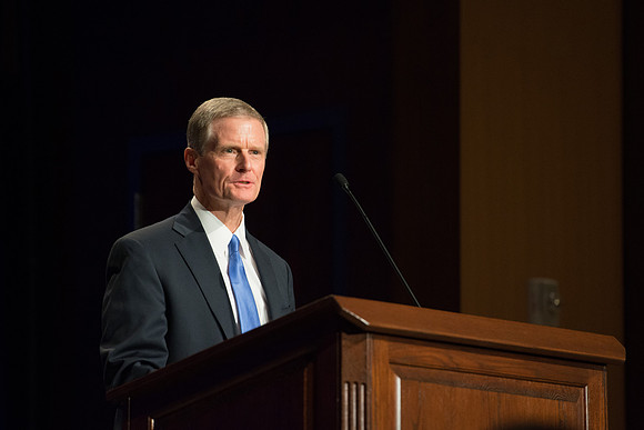 Elder Bednar pays tribute to Sister Kelly Eyring. Inauguration Luncheon. Sept 19, 2017