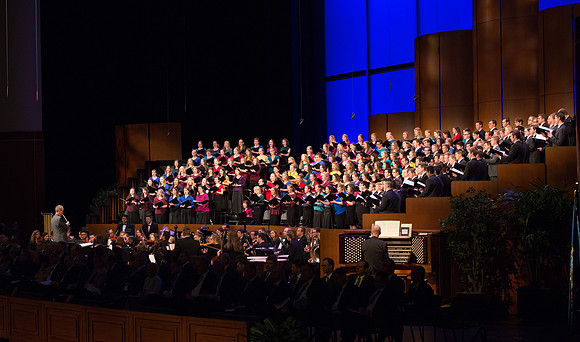 BYU-Idaho combined choirs accompanied by the Orchestra, sing "Come Thow Foun of Every Blessing". September 19, 2017