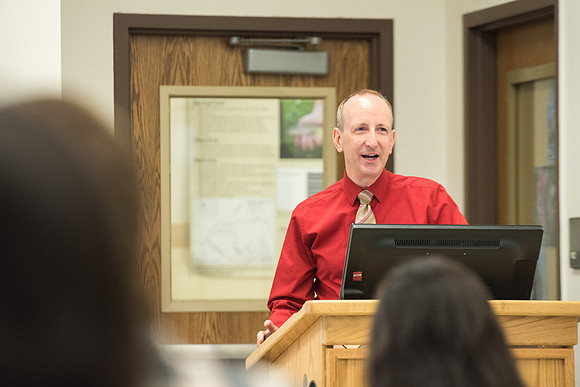 Todd Kelson teaches Biology students about Genetics and Molecular Biology.