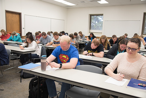 BYU-Idaho students at a Biology Class. Instructor Todd Kelson. Sept 2017