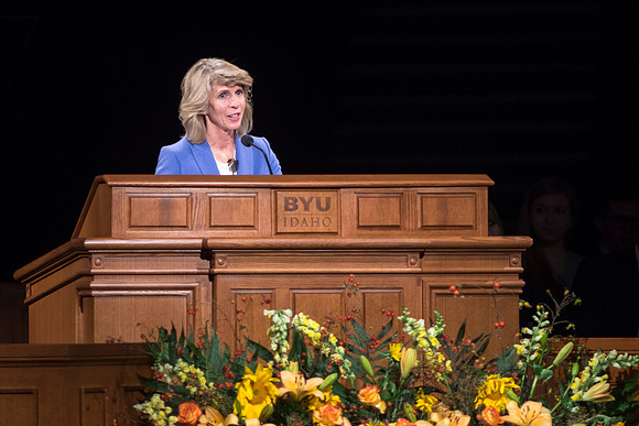 Carol F. McConkie, of the Young Women general presidency speaks at devotional. Photo by Lana Strathern