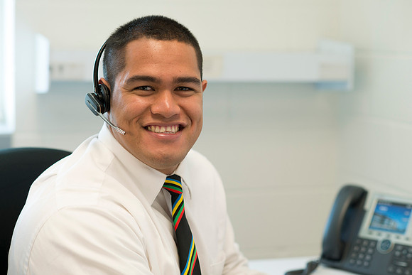 Students help take calls in the Pathway Support Center.