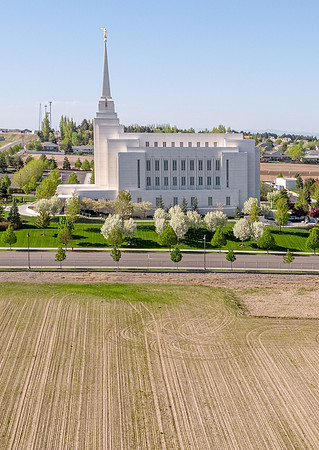 Drone aerials of the Rexburg Temple on a beautiful spring morning.