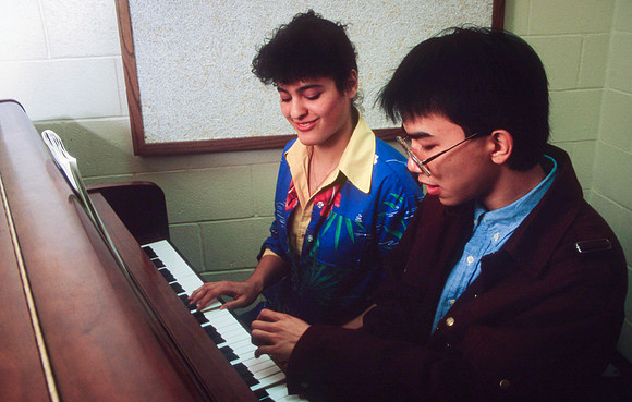 Students practicing their instruments