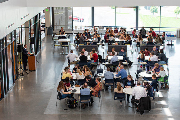 Freshman students at BYU-Idaho attend a lunch at the STC to commemrate their time at Freshman Connection.