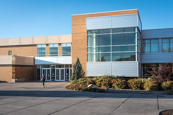 The south entrance of the Manwaring Center.