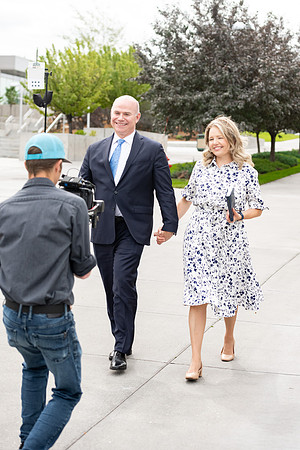 President and Sister Meredith during a video shoot.