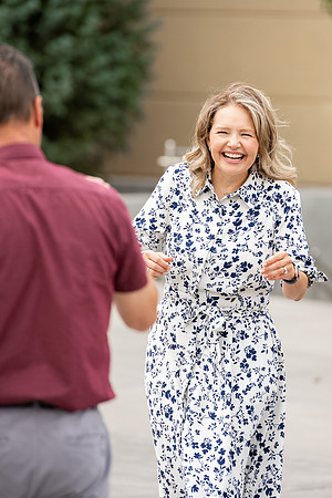 President and Sister Meredith during a video shoot.