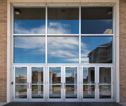 The west entrance of the Kirkham Building.