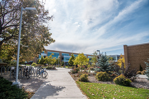The northeast view of the Manwaring Center.