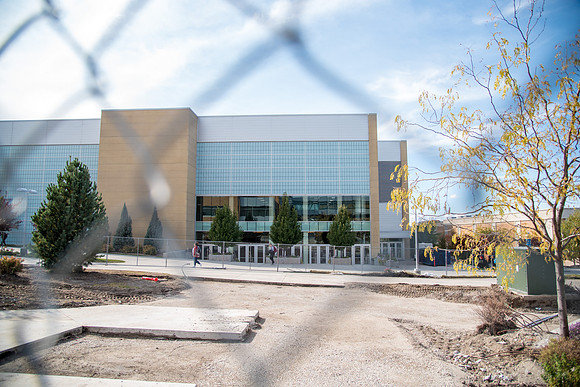 Construction is making progress in front of the BYU-Idaho Center.
