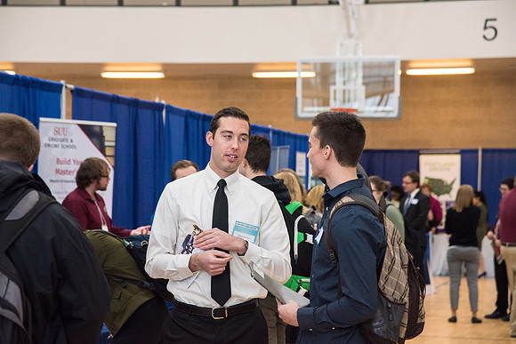 Students are invited to go to the Career Fair, October 12, 2017 to meet with businesses and colleges for jobs and education after graduation.