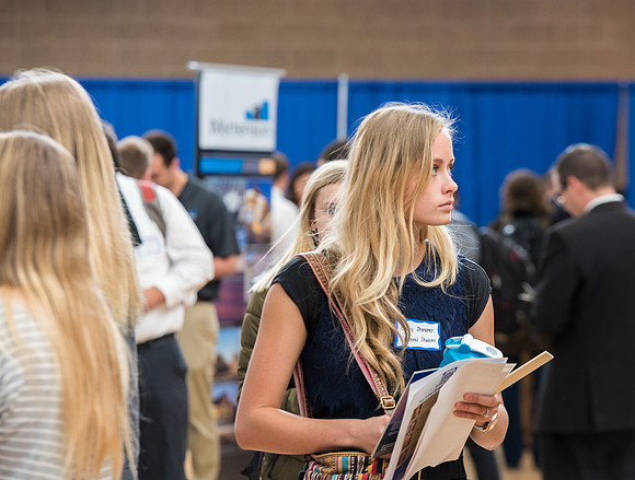 Students are invited to go to the Career Fair, October 12, 2017 to meet with businesses and colleges for jobs and education after graduation.