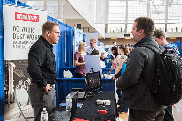 Students are invited to go to the Career Fair, October 12, 2017 to meet with businesses and colleges for jobs and education after graduation.