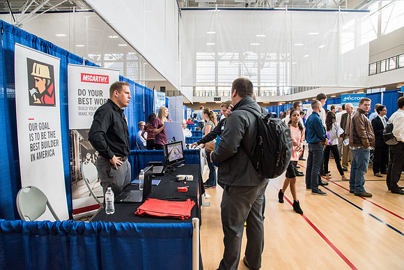 Students are invited to go to the Career Fair, October 12, 2017 to meet with businesses and colleges for jobs and education after graduation.