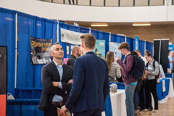 Students are invited to go to the Career Fair, October 12, 2017 to meet with businesses and colleges for jobs and education after graduation.