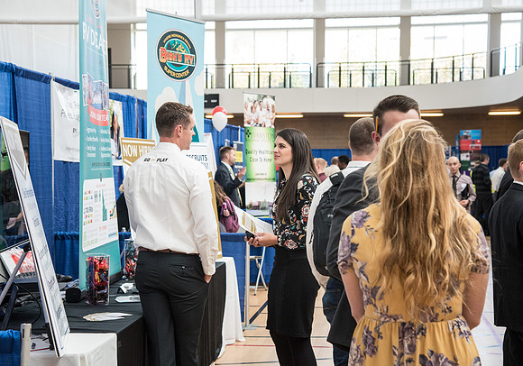 Students are invited to go to the Career Fair, October 12, 2017 to meet with businesses and colleges for jobs and education after graduation.