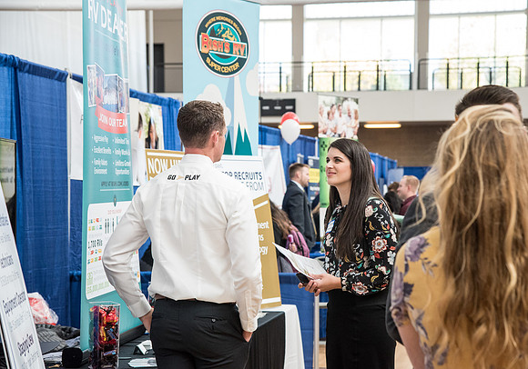 Students are invited to go to the Career Fair, October 12, 2017 to meet with businesses and colleges for jobs and education after graduation.