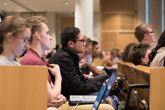 BYU-Idaho Students at the forum "Beyond the Major: How to Get the Most Out of College". Speaker Dr. Scott Sprenger, Dean of the Weber State University College of Arts & Humanities. Oct 2017