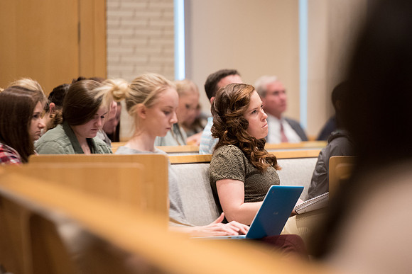 BYU-Idaho Students at the forum "Beyond the Major: How to Get the Most Out of College". Speaker Dr. Scott Sprenger, Dean of the Weber State University College of Arts & Humanities. Oct 2017