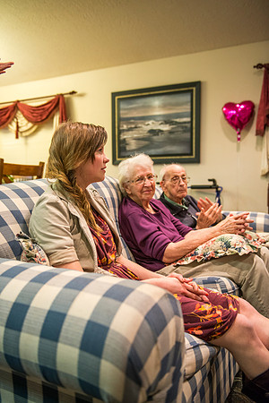 Students at Brigham Young University-Idaho visit a senior center in Rigby, Idaho and spend time with the senior citizens there.