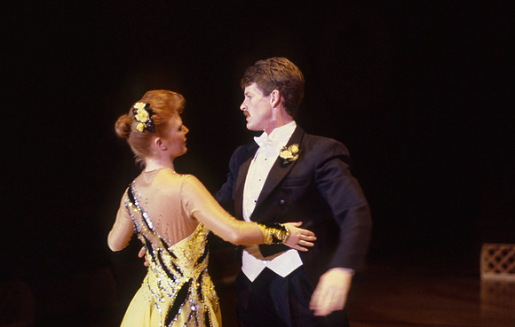 Ballroom dancers performing in gym, Mar 1989